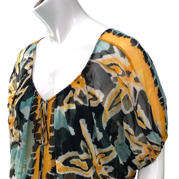 Diane Von Furstenberg DVF Womens Size 8 Merrill Blouse Abstract Silk Fully Lined - Picture 3 of 16